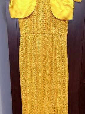 Gold Lace Long Women's Dress